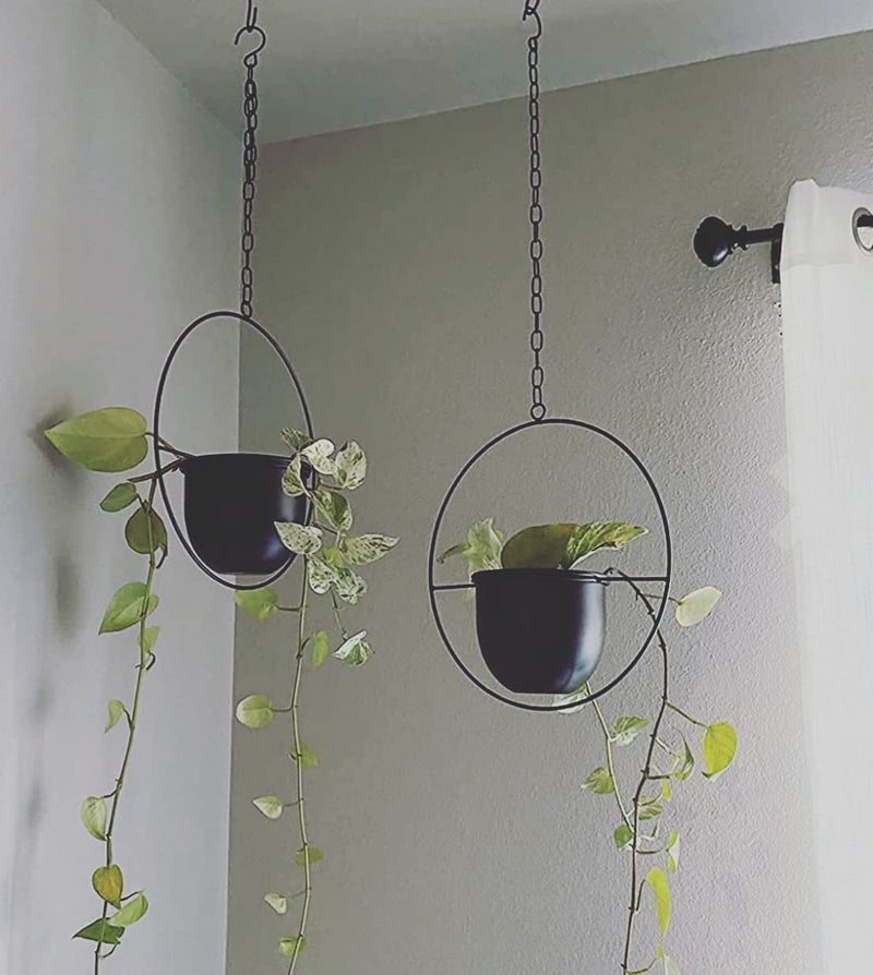 Shineloha 2 Pack Hanging Planters for Indoor Plants with 5.5" Pot + Ceiling Hook + Extender Chain | Hanging Plant Holder, Metal Minimalist Planter, NO Plant incld - Image 3